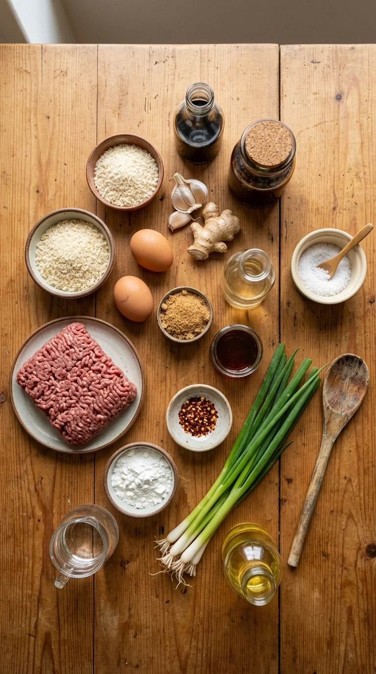 Ingredients for sticky teriyaki meatballs crowd