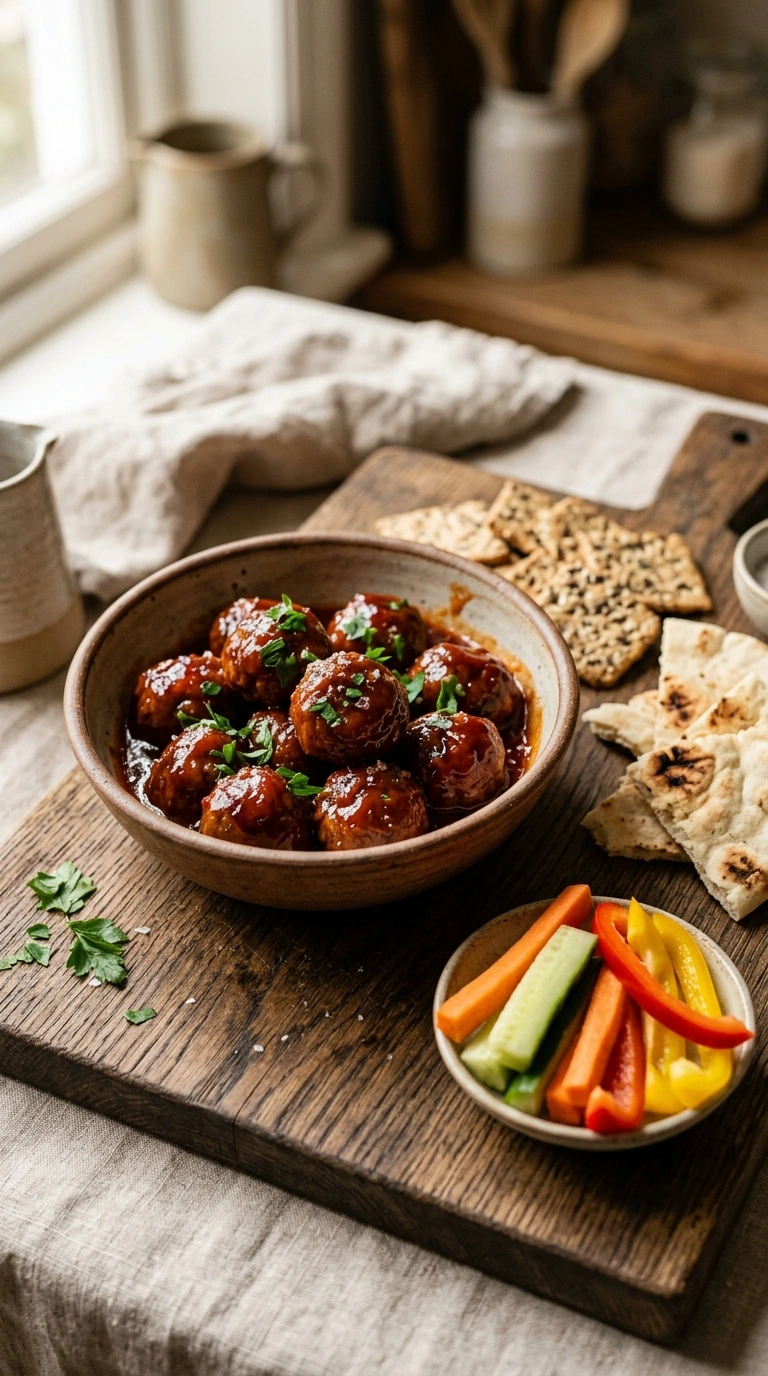 sticky cocktail meatballs crowd ready to serve