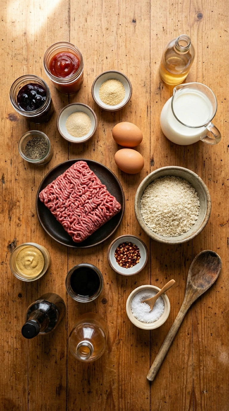 Ingredients for sticky cocktail meatballs crowd