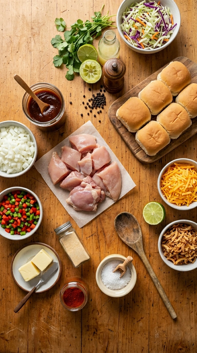 Ingredients for loaded BBQ chicken sliders