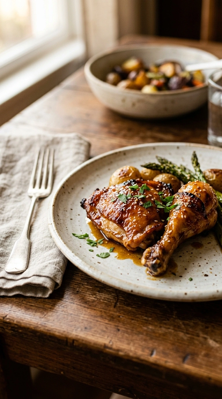 sticky honey garlic chicken crowd ready to serve