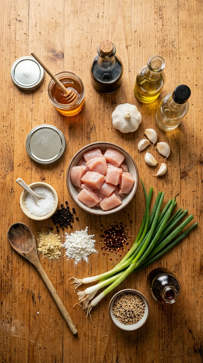 Ingredients for sticky honey garlic chicken thighs crowd