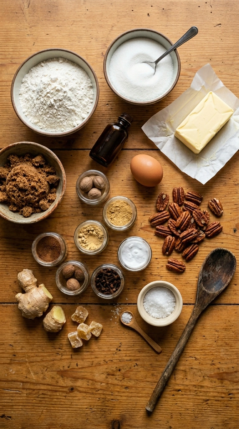 Ingredients for buttery fall spice cookies crowd