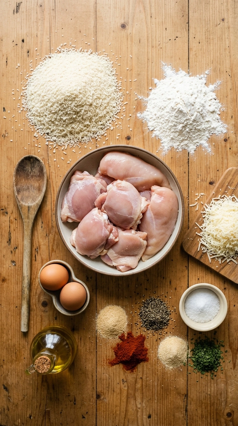 Ingredients for crispy air fryer chicken bites crowd