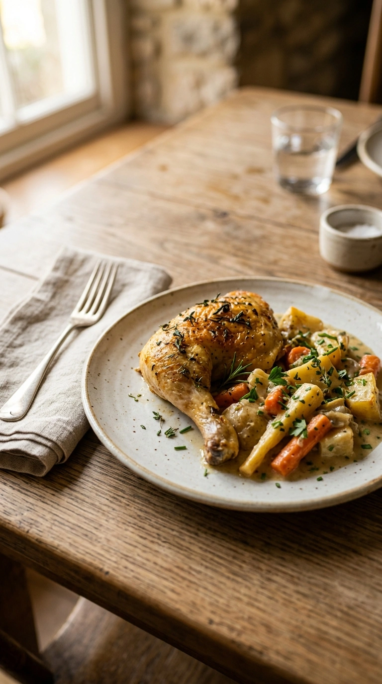 cozy fall crowd chicken dinner ready to serve