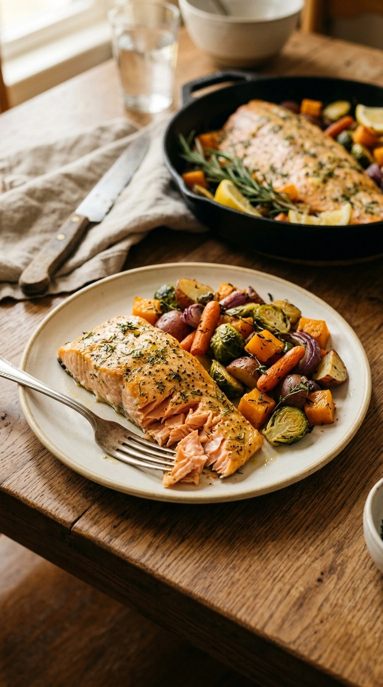 cozy fall crowd salmon dinner ready to serve