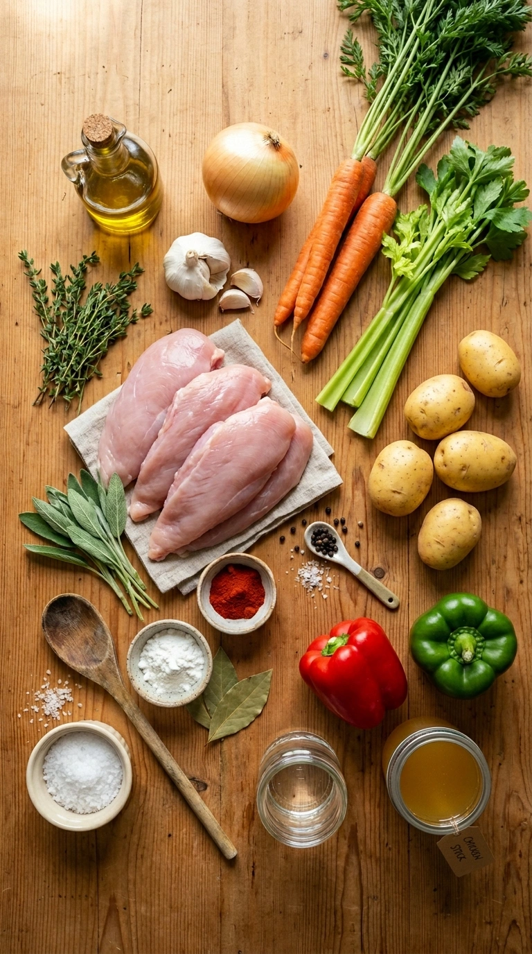 Ingredients for cozy fall crowd turkey dinner