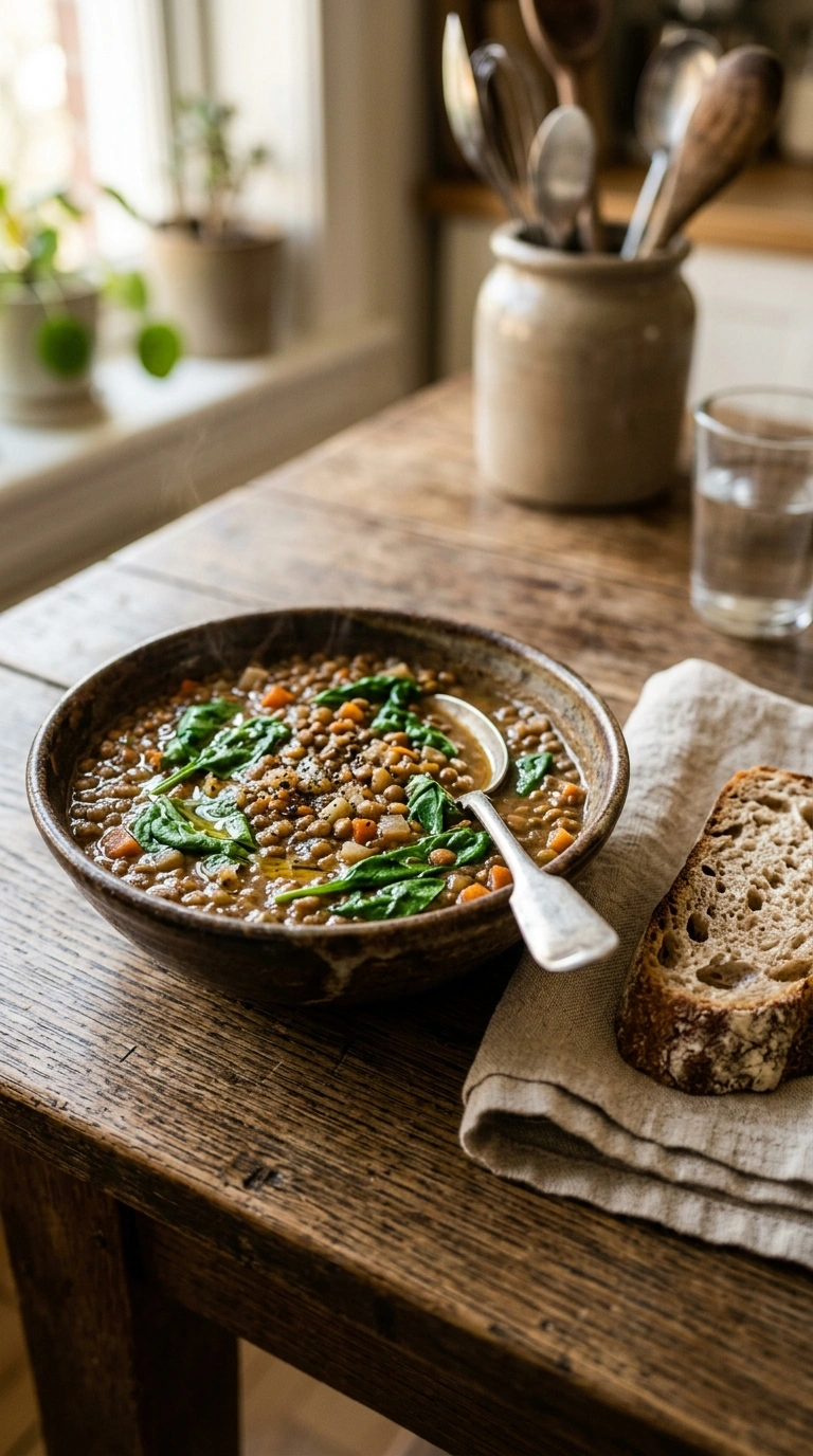 cozy fall crowd lentil dinner ready to serve