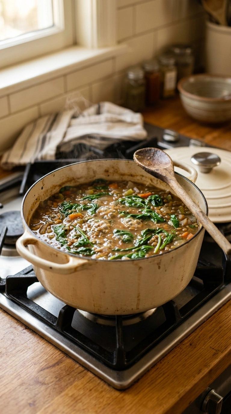 Cooking instructions for cozy fall crowd lentil dinner