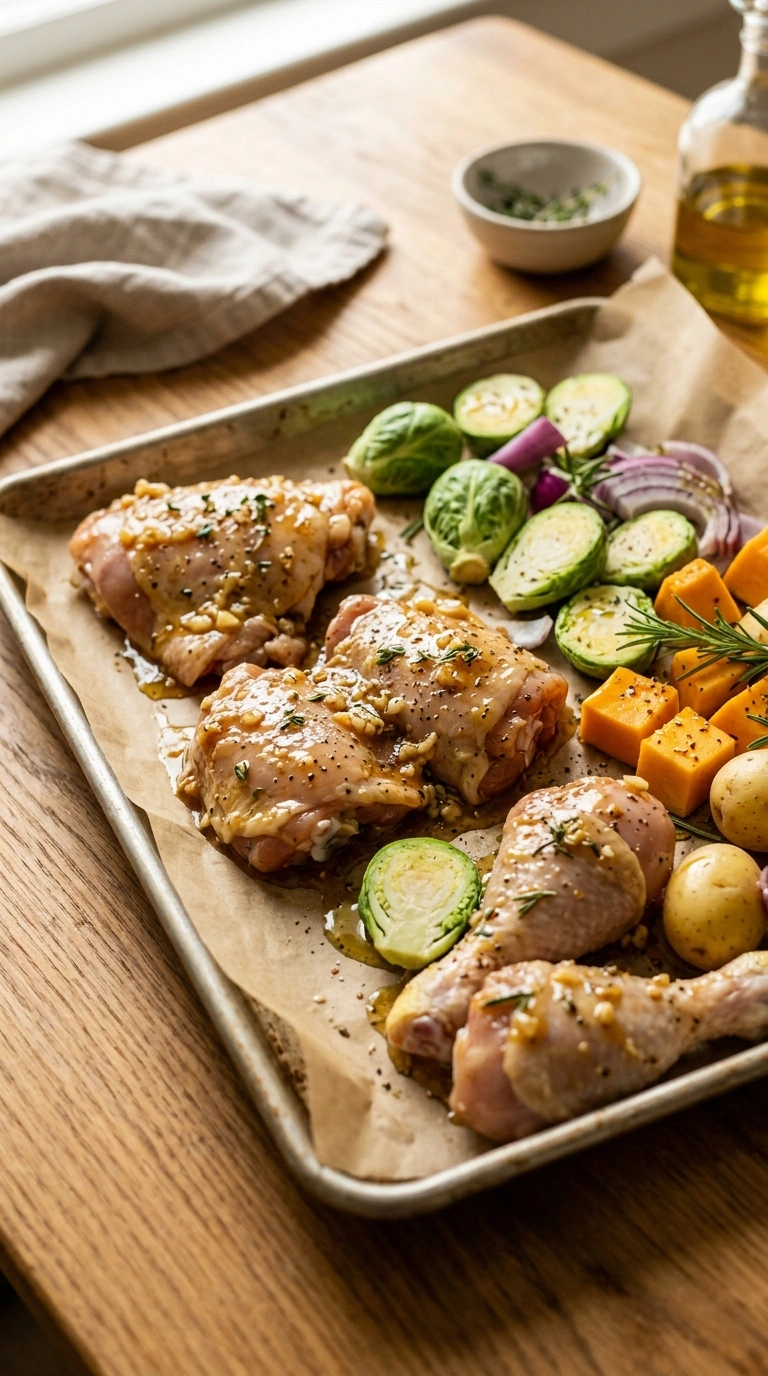 Cooking instructions for loaded sheet pan honey garlic chicken
