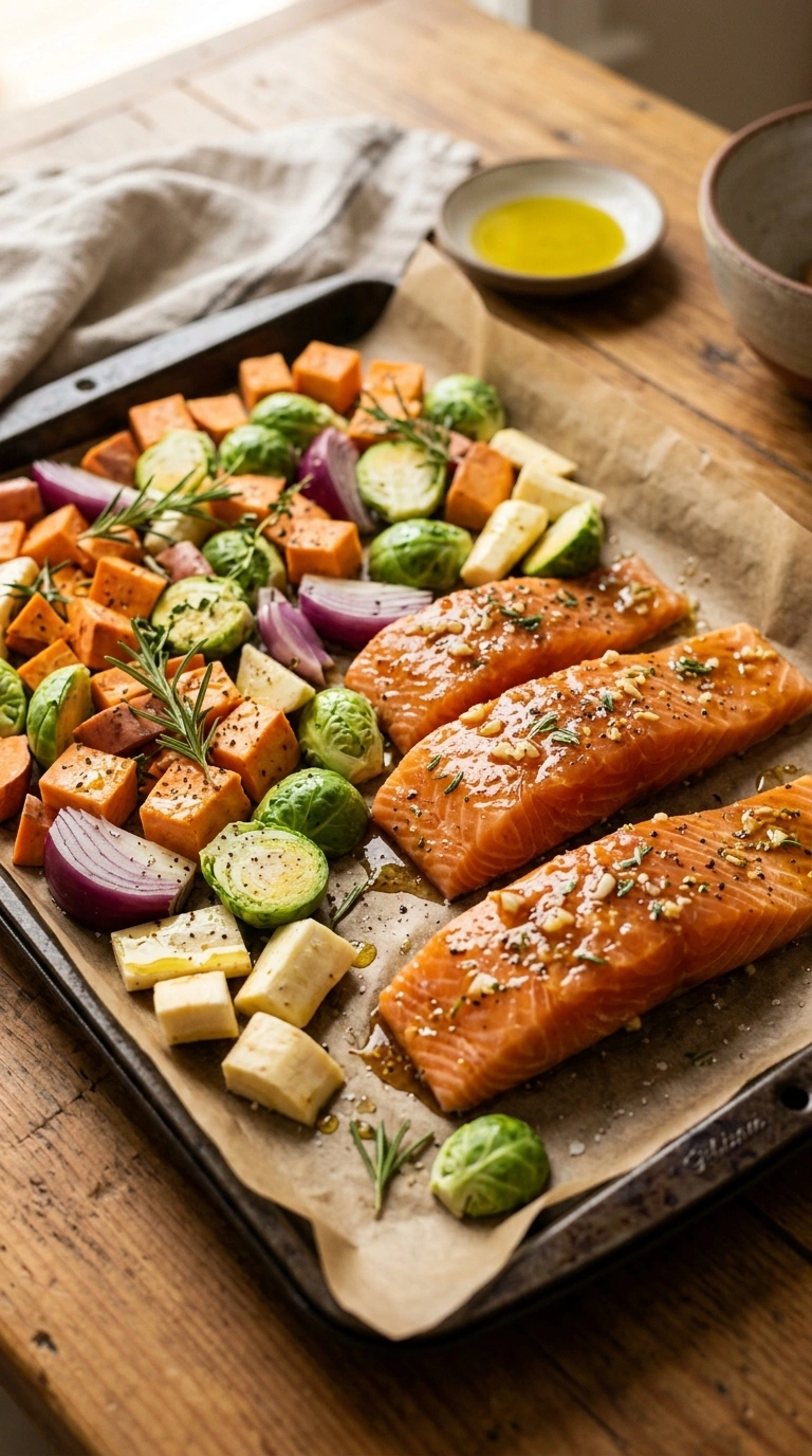 Cooking instructions for loaded sheet pan maple salmon