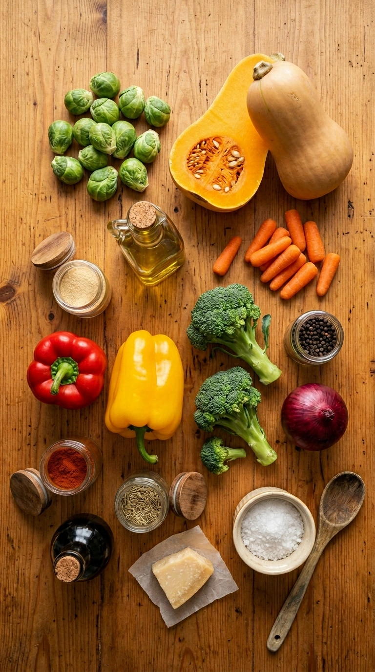 Ingredients for loaded sheet pan fall veggie dinner