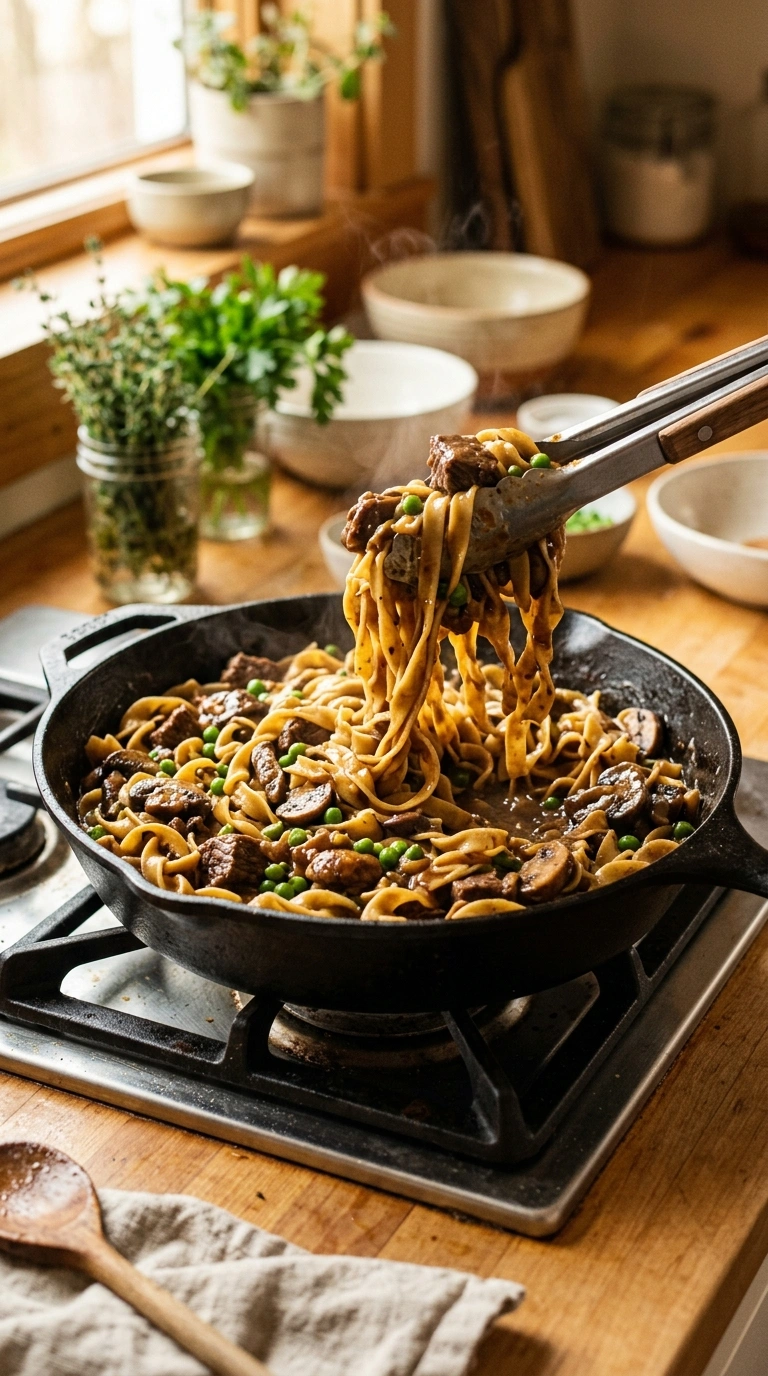 Cooking instructions for saucy crowd beef skillet