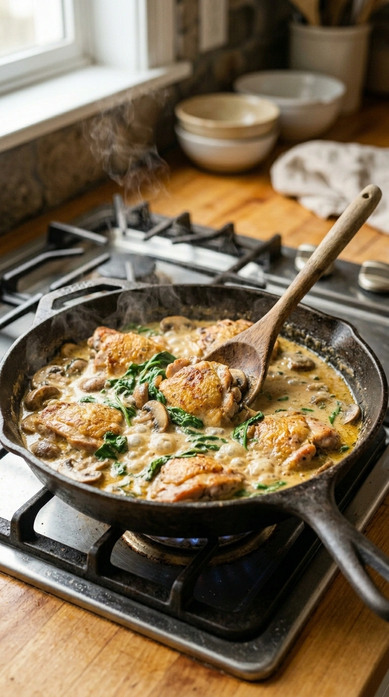 Cooking instructions for saucy crowd chicken skillet