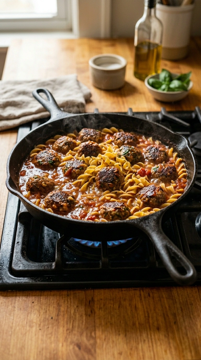 Cooking instructions for saucy crowd meatball skillet