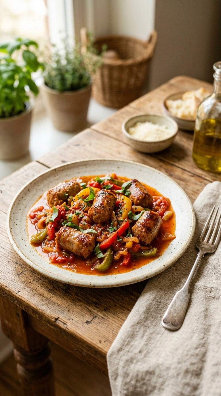 saucy crowd sausage skillet ready to serve