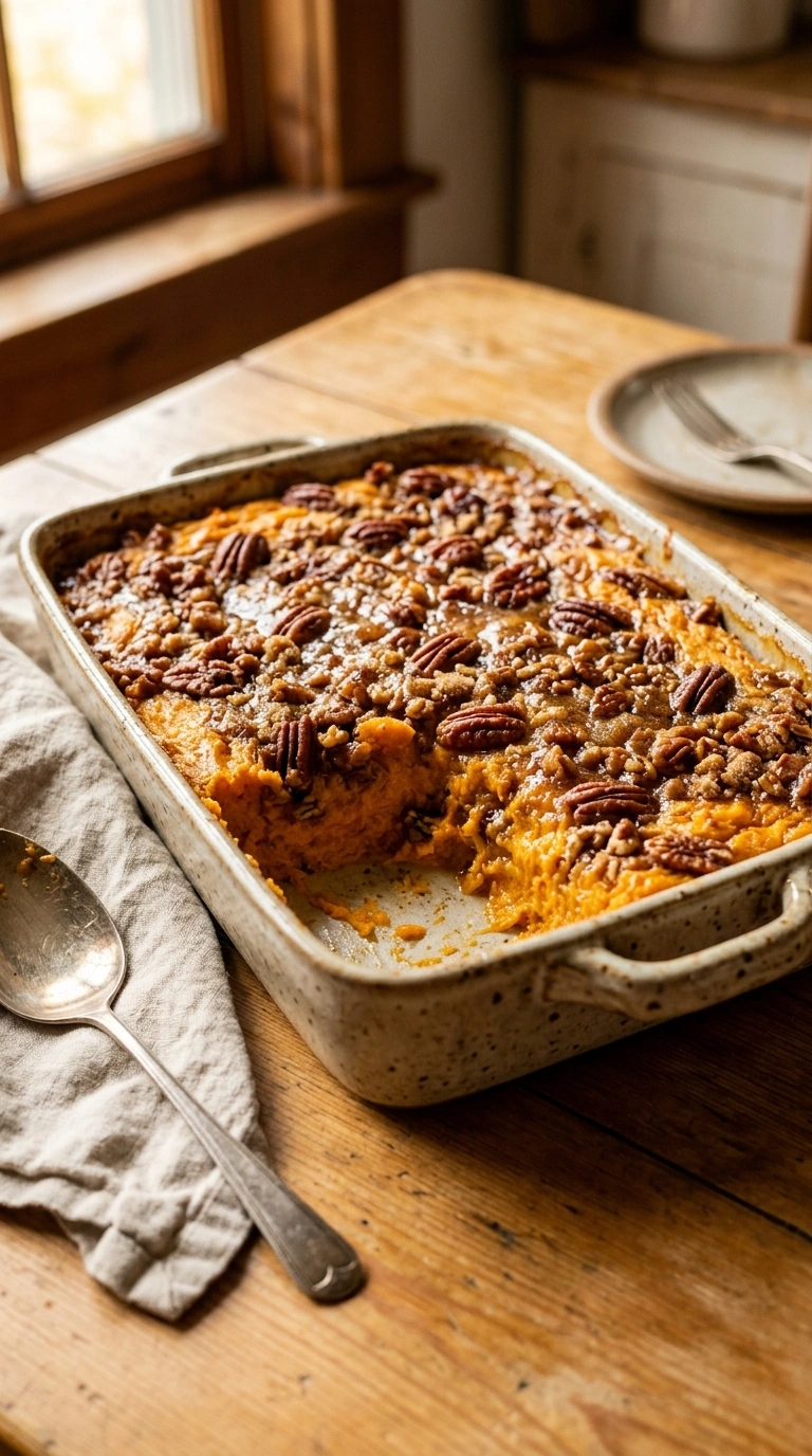 Creamy Buttery Pecan Sweet Potato Casserole | 60-Min Crowd Fall Feast