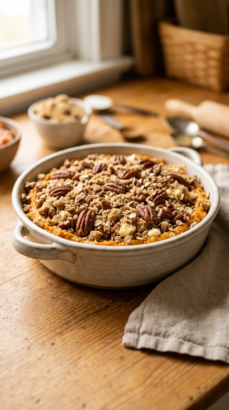 Cooking instructions for creamy buttery maple sweet potato casserole