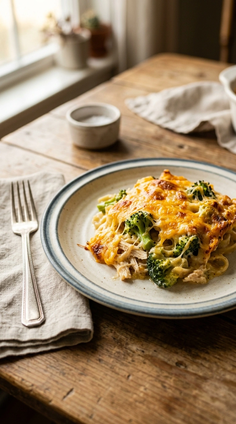 golden tender chicken broccoli casserole ready to serve