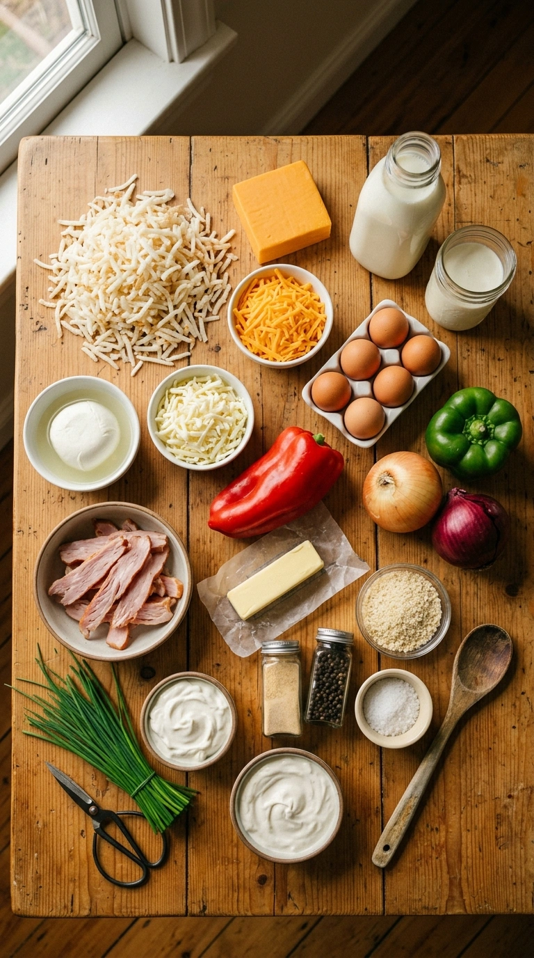 Ingredients for golden loaded hashbrown casserole