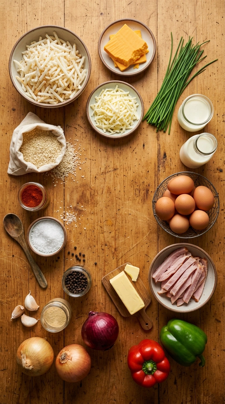 Ingredients for golden loaded hashbrown casserole