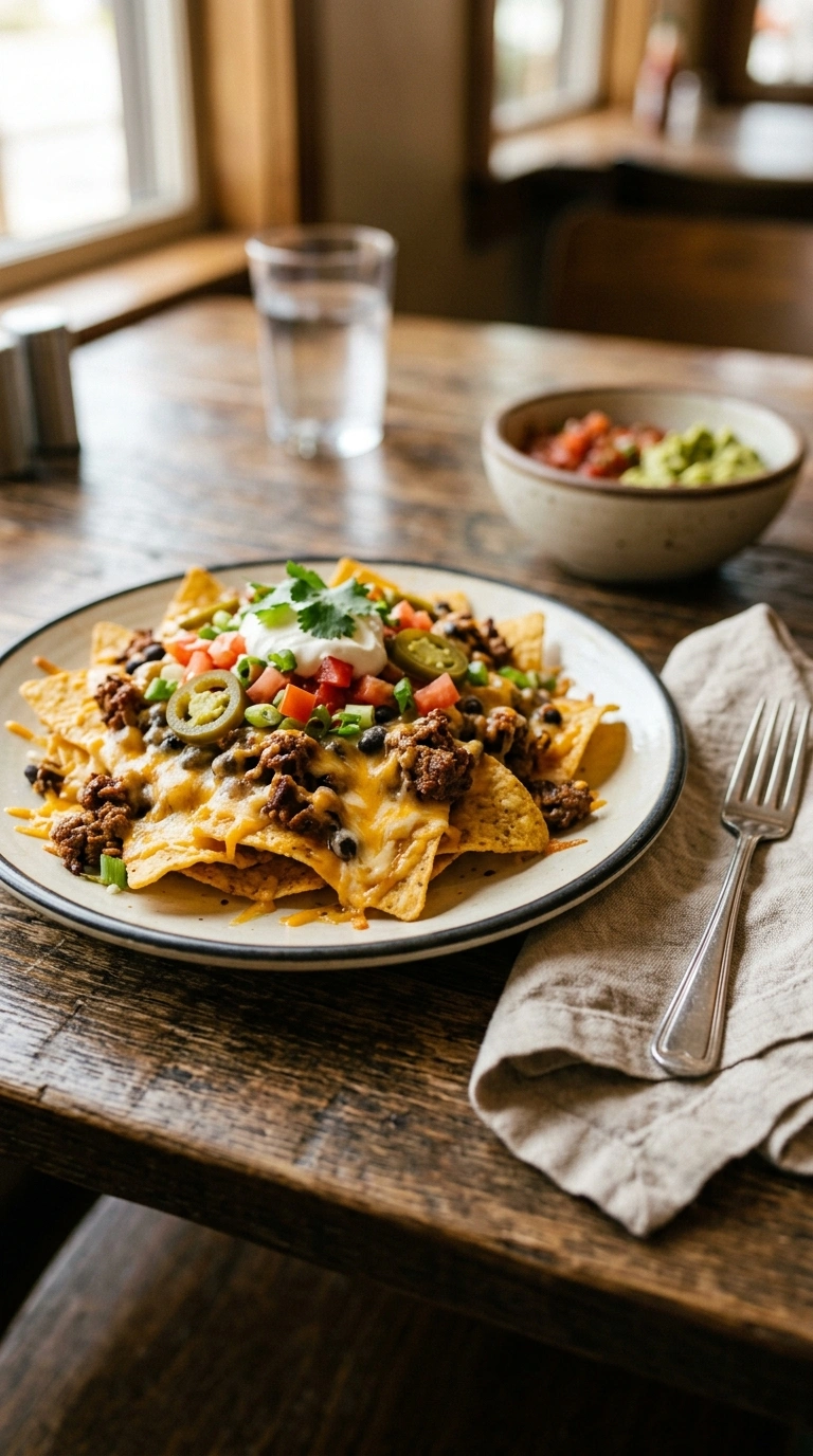 gooey loaded game day nachos ready to serve