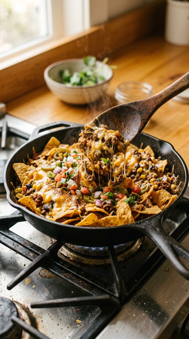 Cooking instructions for gooey loaded game day nachos