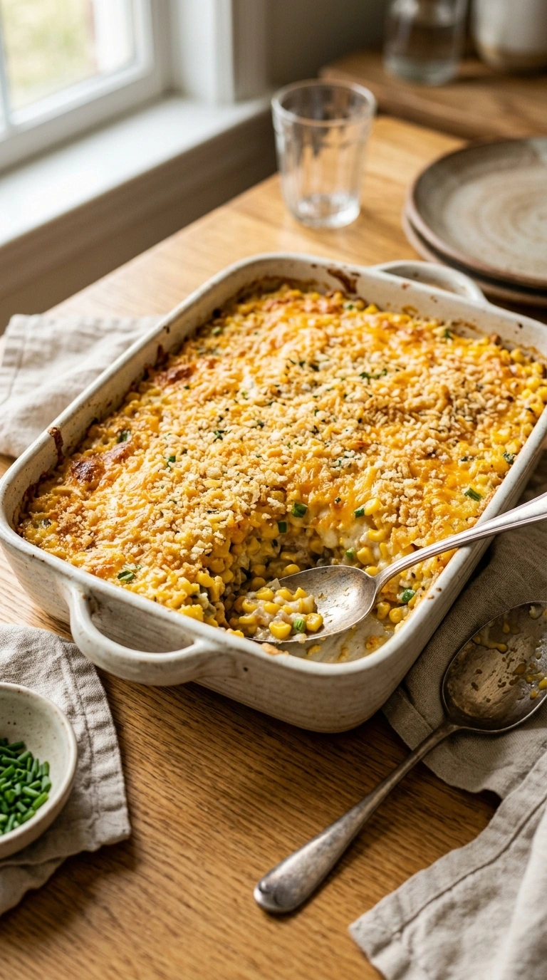 Buttery Creamed Corn Casserole | 50-Min Crowd Cozy Fall Family Feast
