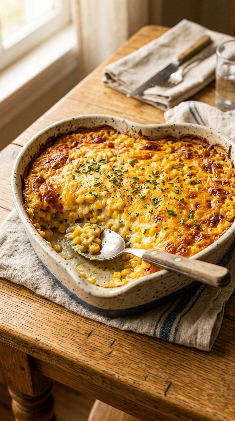Buttery Cheesy Corn Casserole | 50-Min Crowd Cozy Fall Family Feast