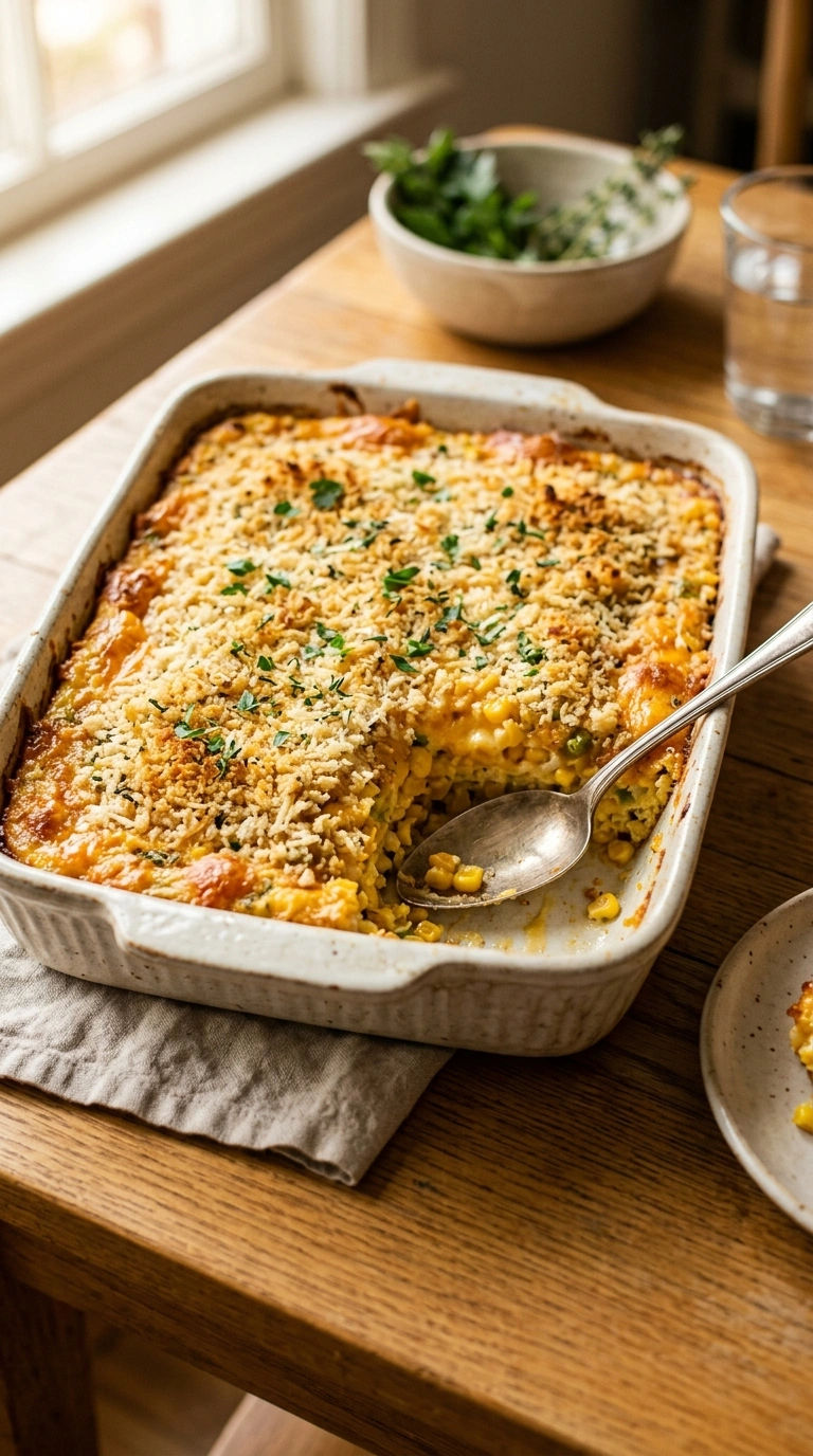 Buttery Fall Corn Casserole | 50-Min Crowd Cozy Family Thanksgiving Side