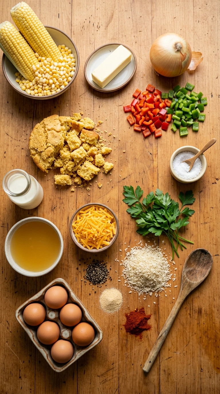 Ingredients for buttery fall corn casserole