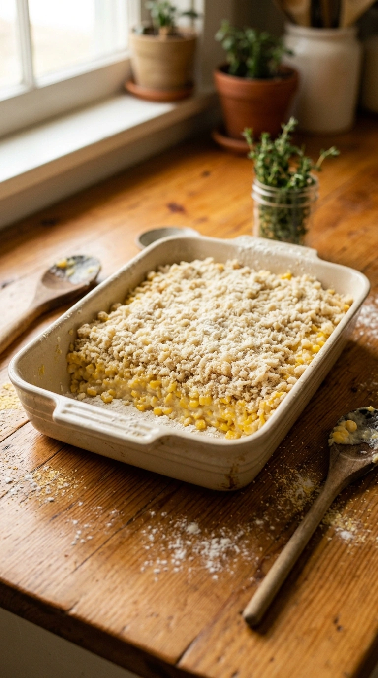 Cooking instructions for buttery fall corn casserole