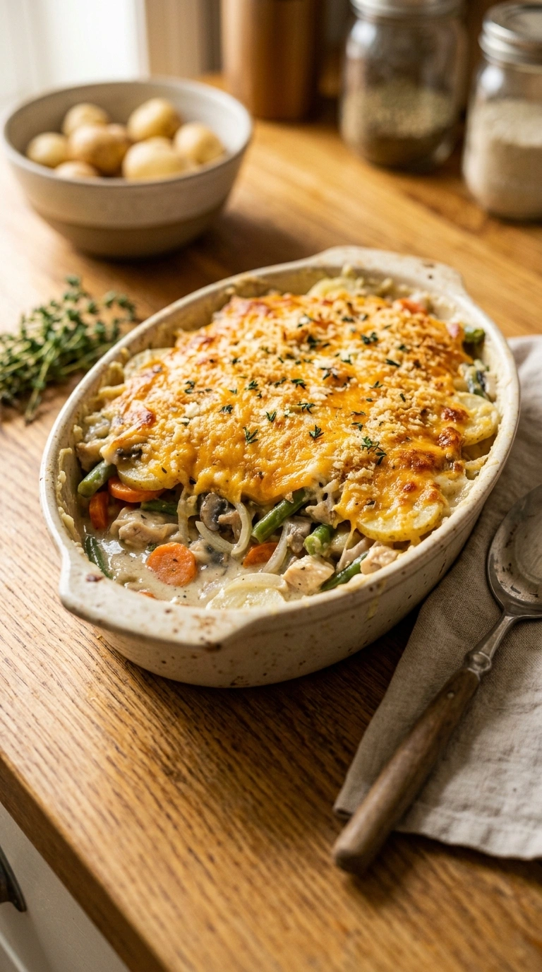 Cooking instructions for hearty ground beef casserole crowd