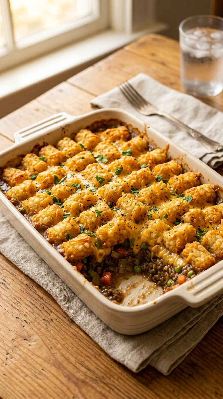 Hearty Beef Tater Tot Casserole | 50-Min Crowd Cozy Fall Family Feast