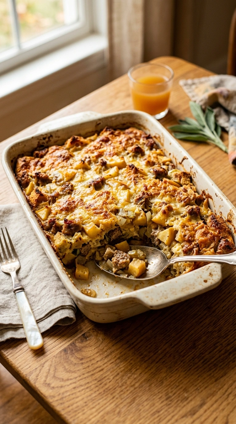 Cozy Fall Apple Chicken Sausage Casserole | 50-Min Crowd Family Brunch