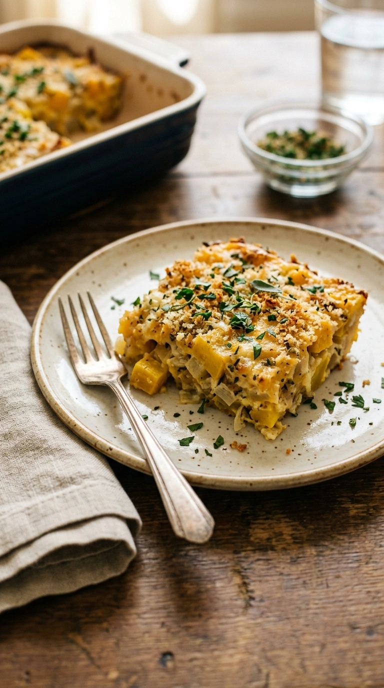 cozy fall squash casserole crowd ready to serve