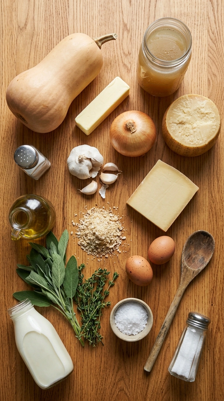 Ingredients for cozy fall squash casserole crowd