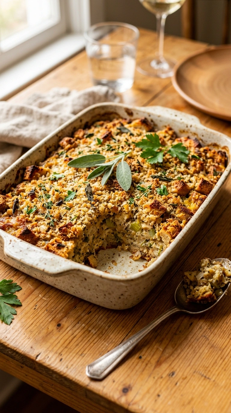 Cozy Fall Stuffing Casserole | 50-Min Crowd Cozy Family Thanksgiving Side