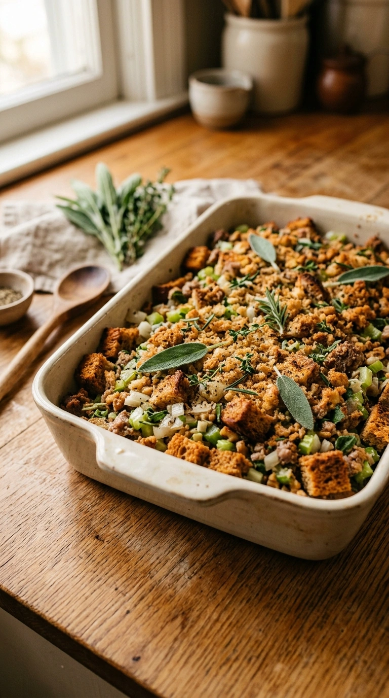 Cooking instructions for cozy fall stuffing casserole crowd