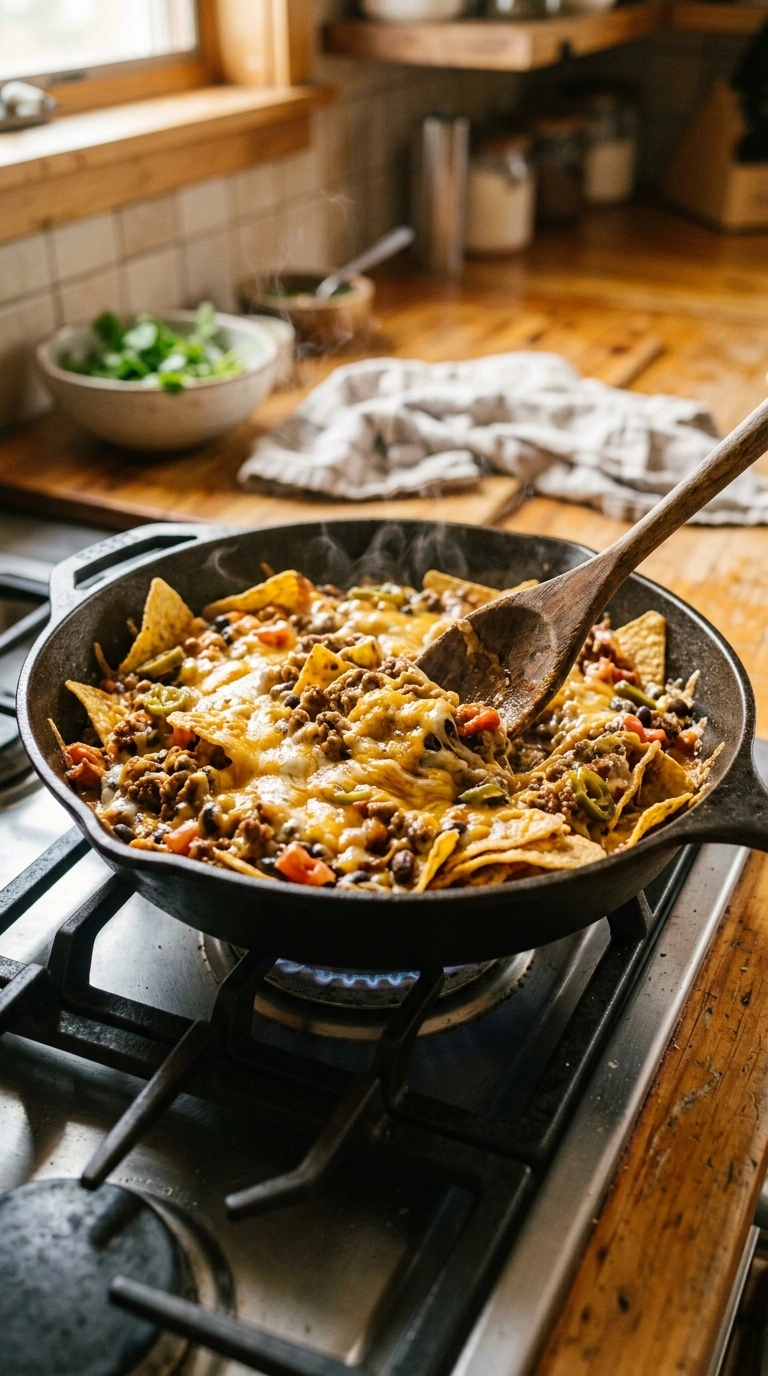 Cooking instructions for gooey loaded game day nachos