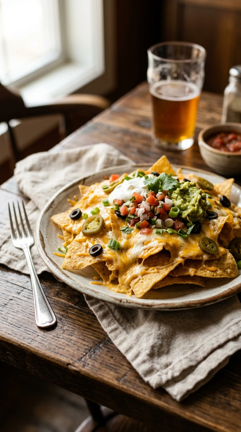 gooey loaded football nachos ready to serve
