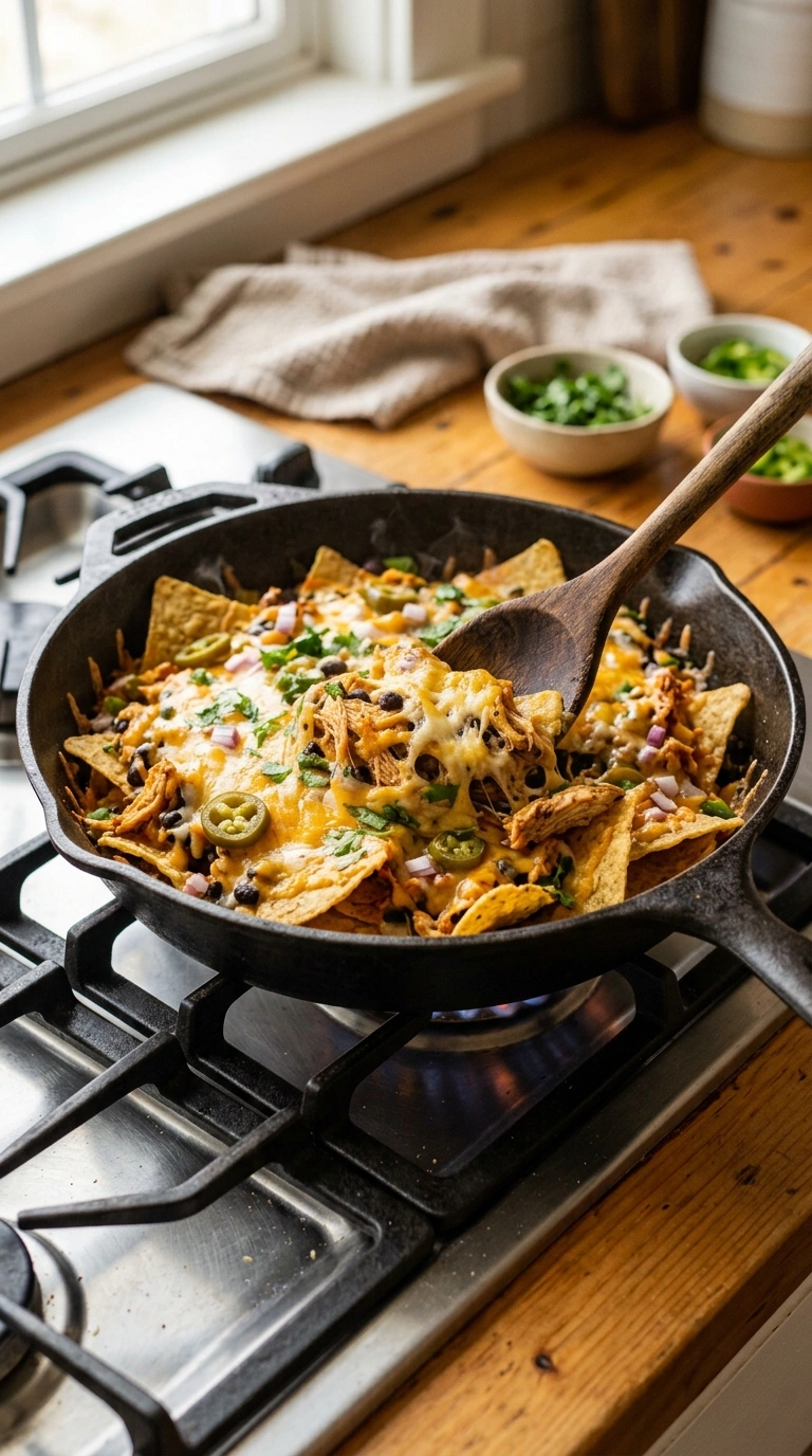 Cooking instructions for gooey loaded chicken nachos