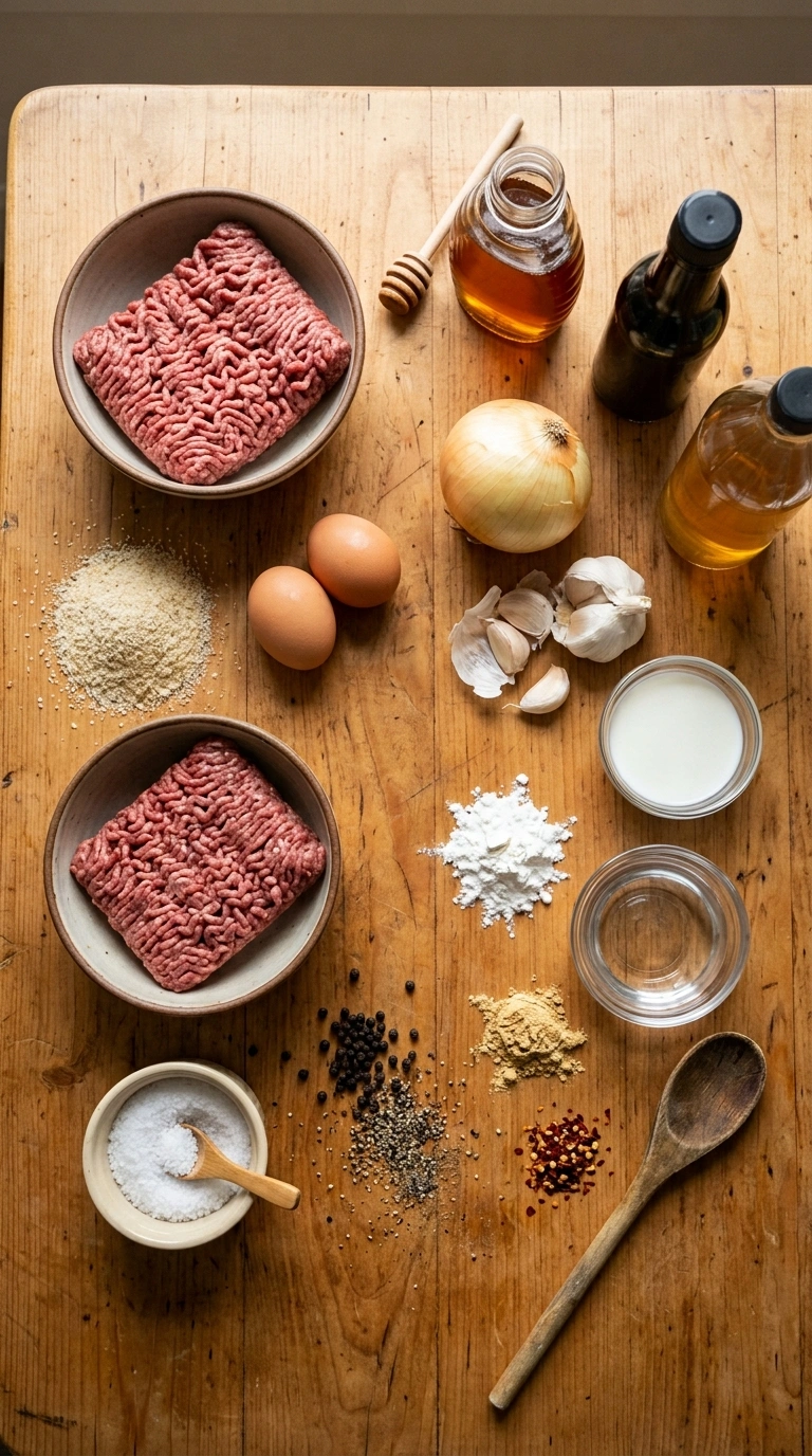 Ingredients for easy honey garlic cocktail meatballs