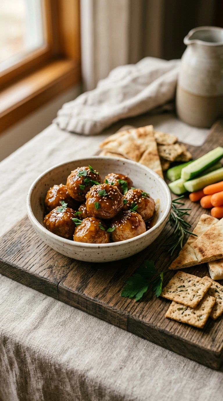 easy honey garlic cocktail meatballs ready to serve