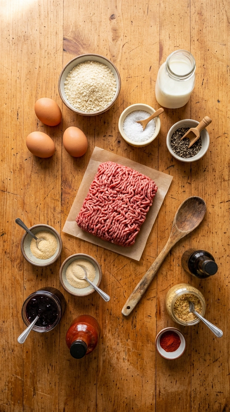 Ingredients for easy grape jelly cocktail meatballs