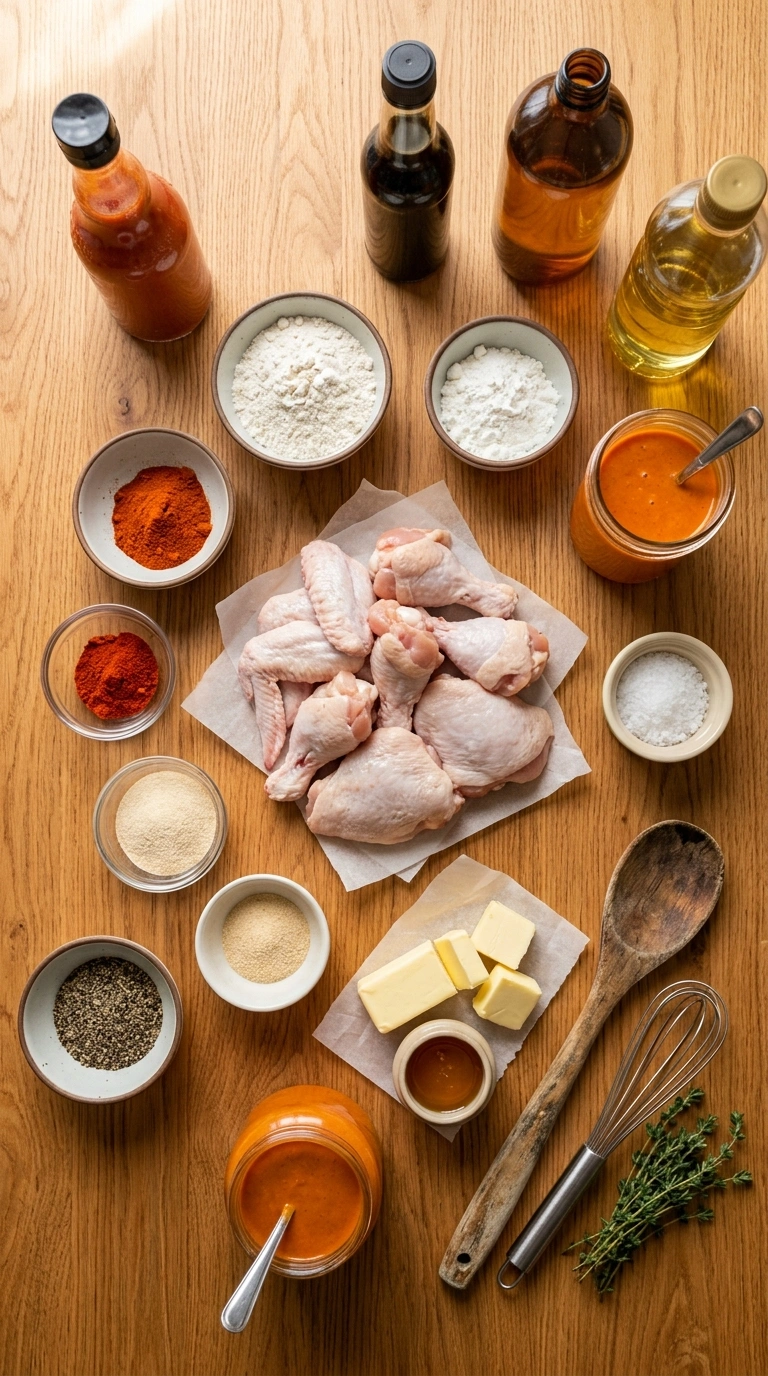 Ingredients for crispy game day buffalo wings