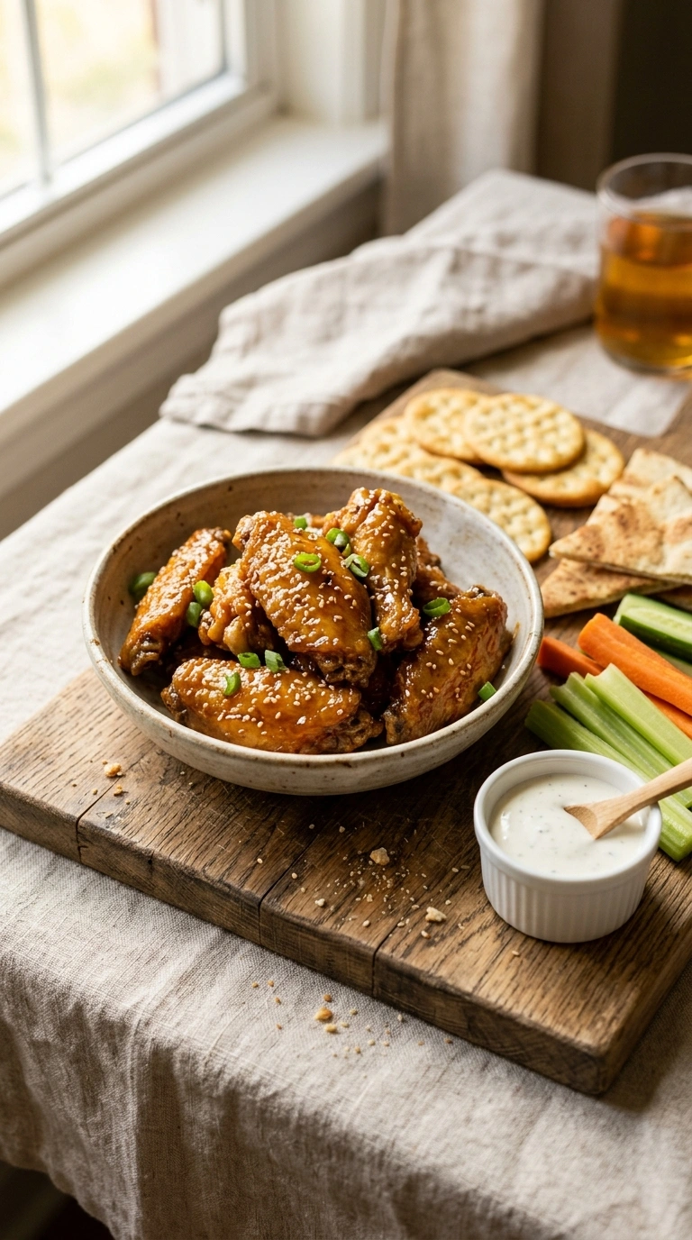 crispy game day honey garlic wings ready to serve