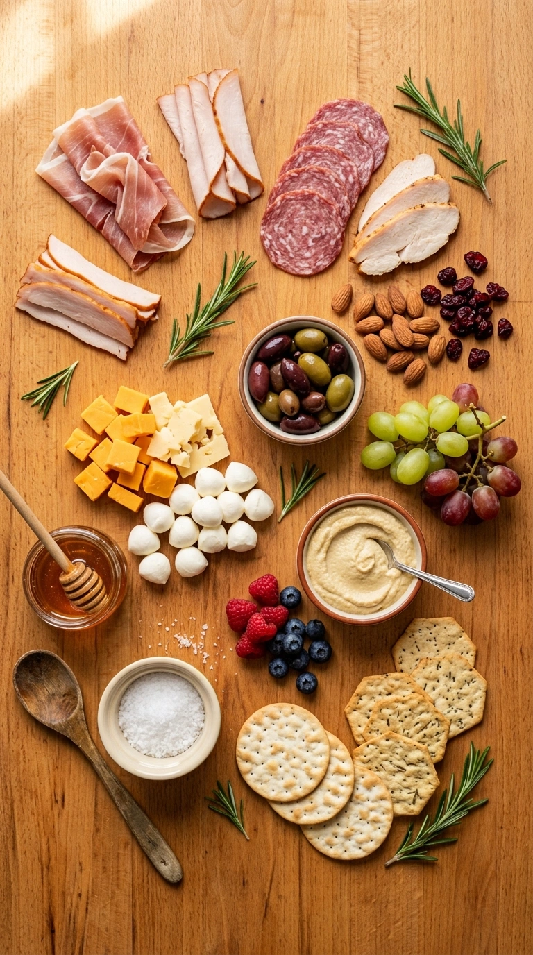 Ingredients for stunning football charcuterie board