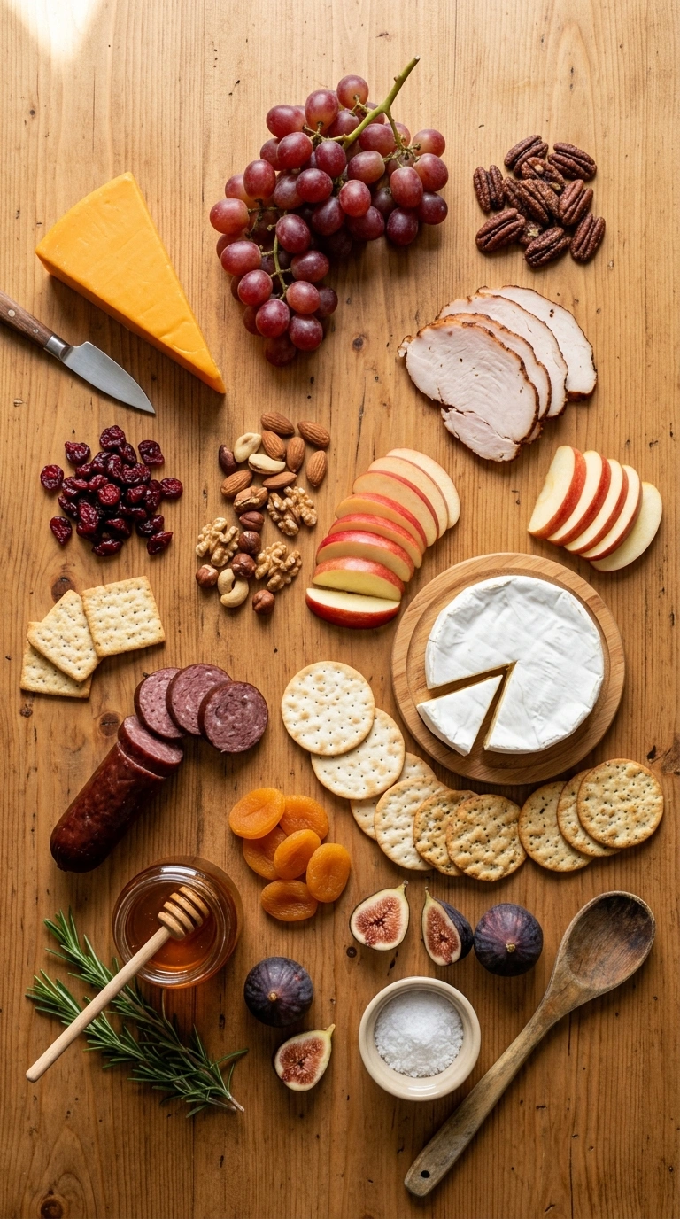 Ingredients for stunning fall football snack board